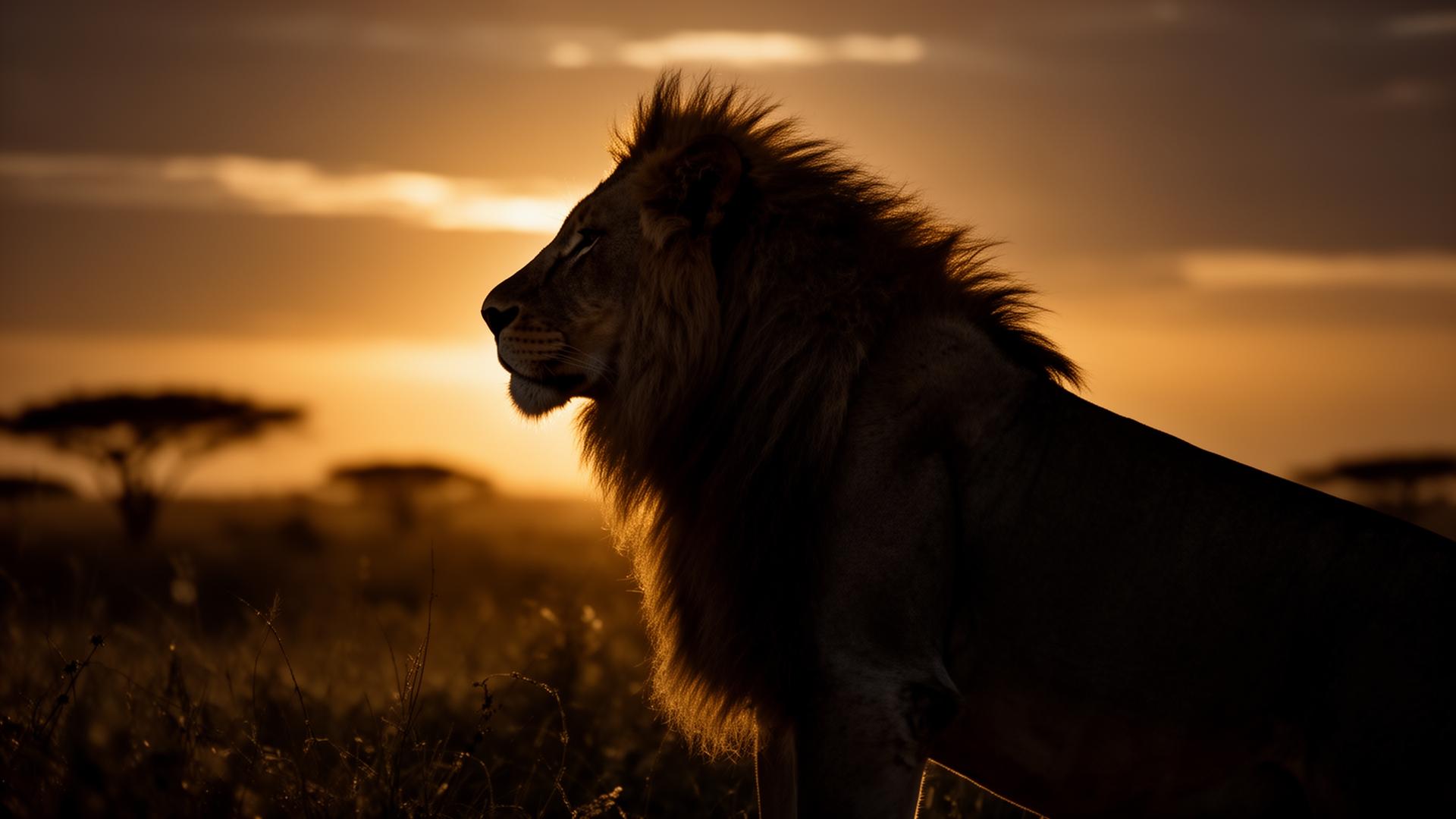 Lion at sunrise